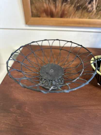 Vintage Wire Basket Pedestal