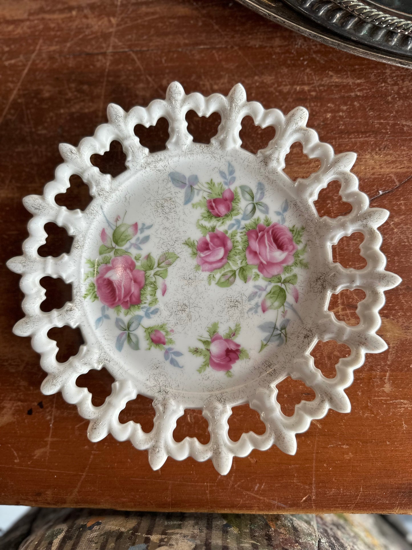 Vintage Lefton Plate with Floral Rose