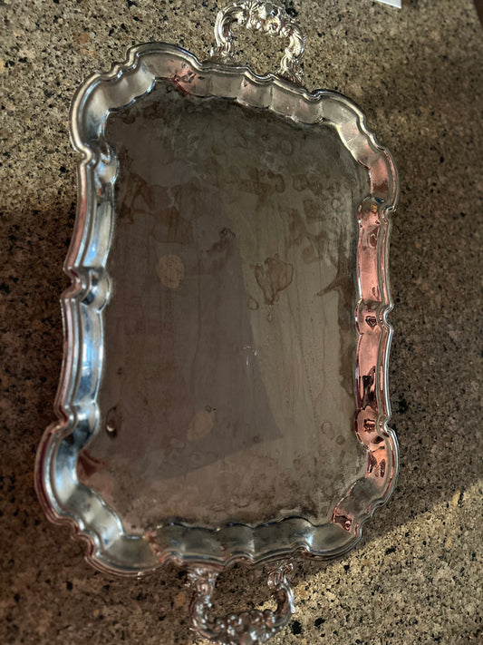 Vintage Bulter's Footed Silver Tray