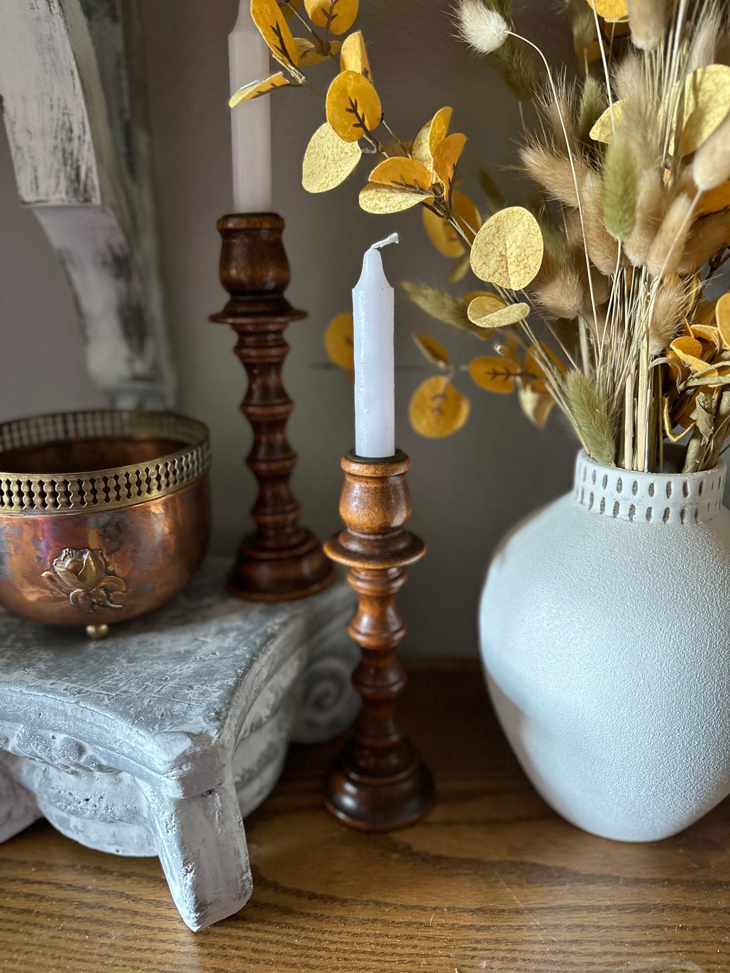 Vintage Wood Candle Stick