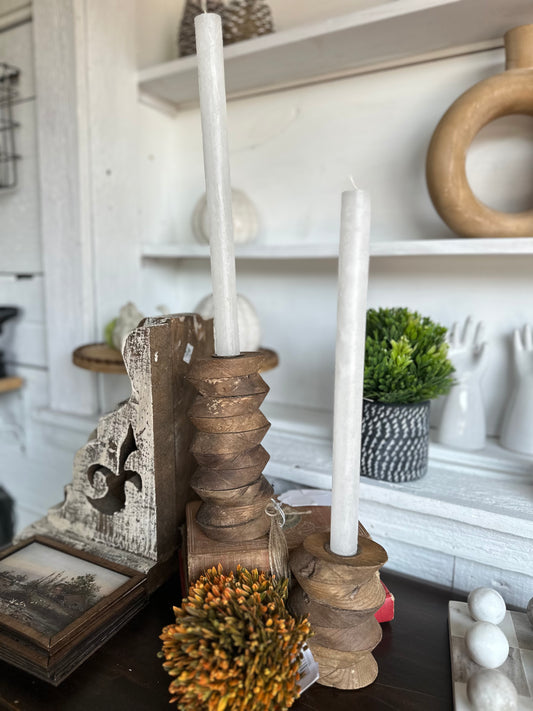 Repurposed Wooden Architectural Taper Candle Holders