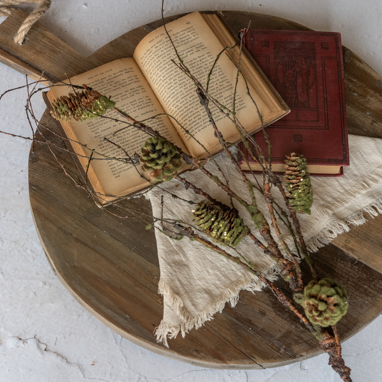 MOSSY PINECONE & TWIG SPRAY