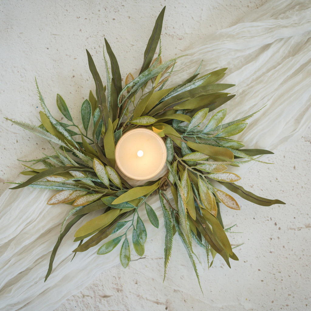 Green & Yellow Mixed Leaf Wreath
