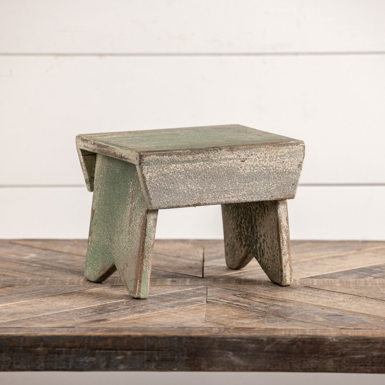 Distressed Green Stool