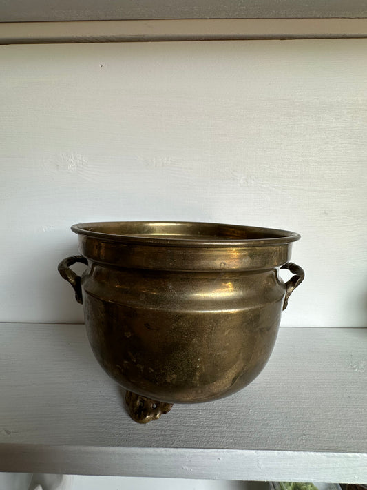 Three Footed Vintage Brass Pot