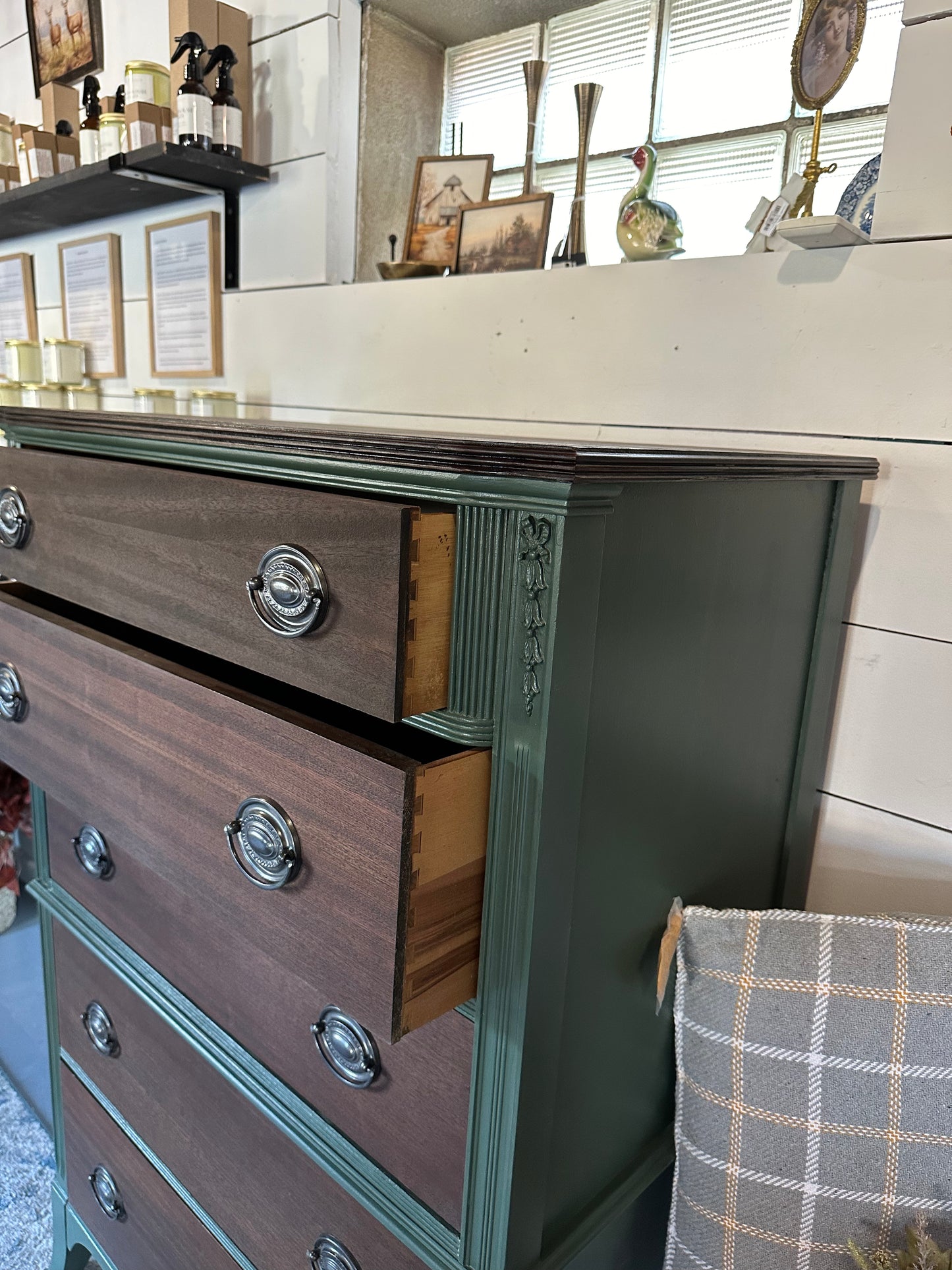 Green Dresser with Stained Drawers