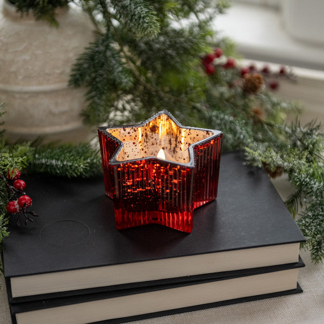 MERCURY GLASS STAR 3D FLAME CANDLE
