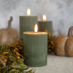Dark Green Grooved Flame Candle