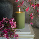 Dark Green Grooved Flame Candle