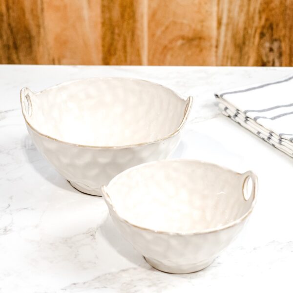 White Ceramic Handle Bowls