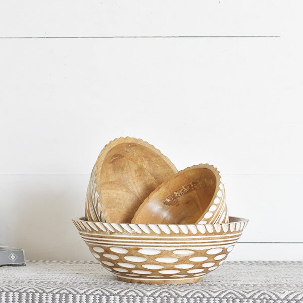 Washed Wood Pattern Bowls