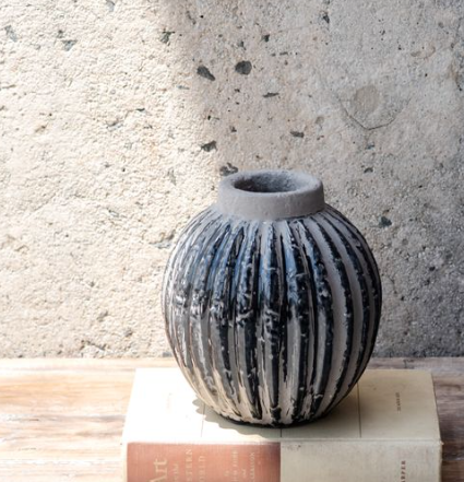 Tan Ribbed Vase