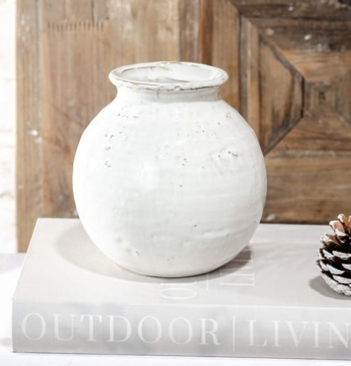 White Ceramic Ball Vase