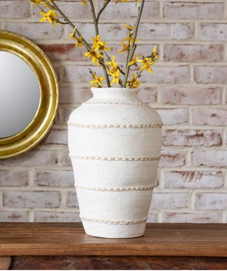 Terra Cotta Line Vase White
