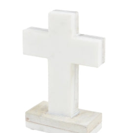 White Marble Cross {Standing}