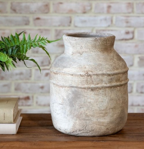 Antique Taupe Terra Cotta Vase