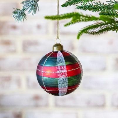 Plaid Glass Ball Ornament