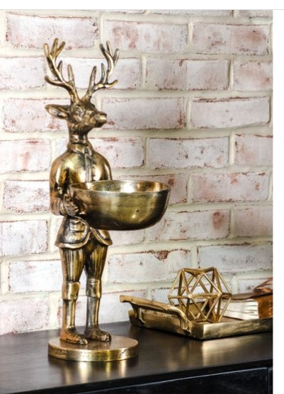 Gold Deer with Bowl