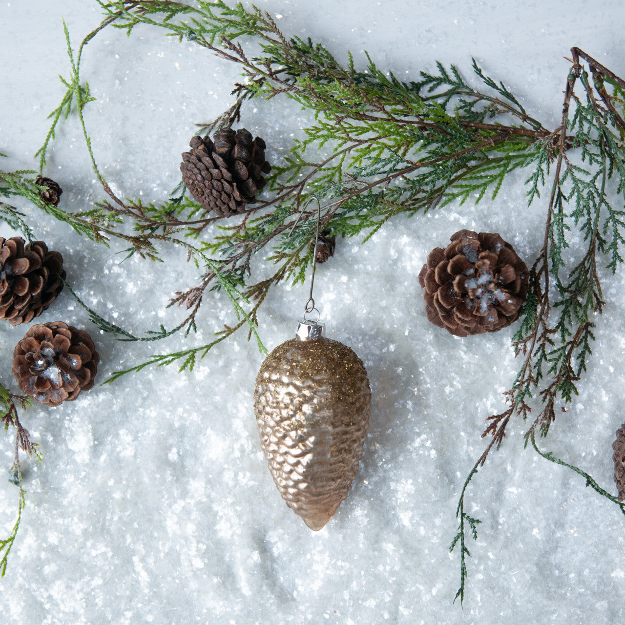 Gold Dusted Glitter Pinecone Ornament