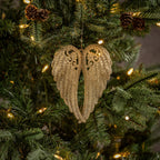 Glittered Gold Closed Angel Wing Ornament