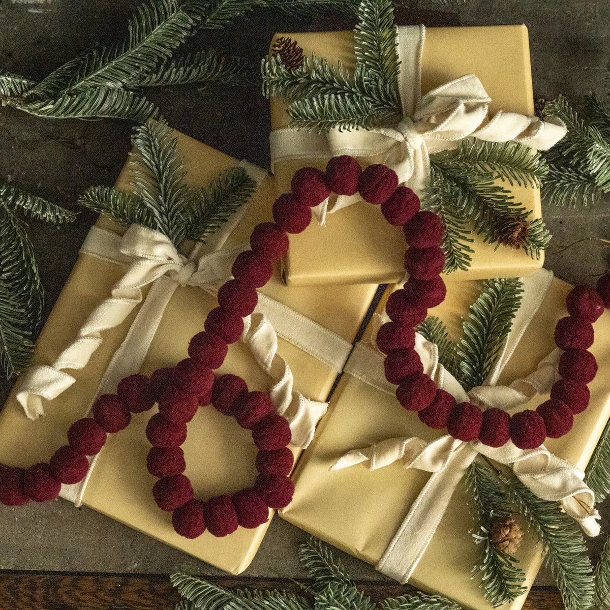 Dark Red Pom Pom Garland