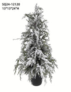 SNOWY PINE TREE IN POT
