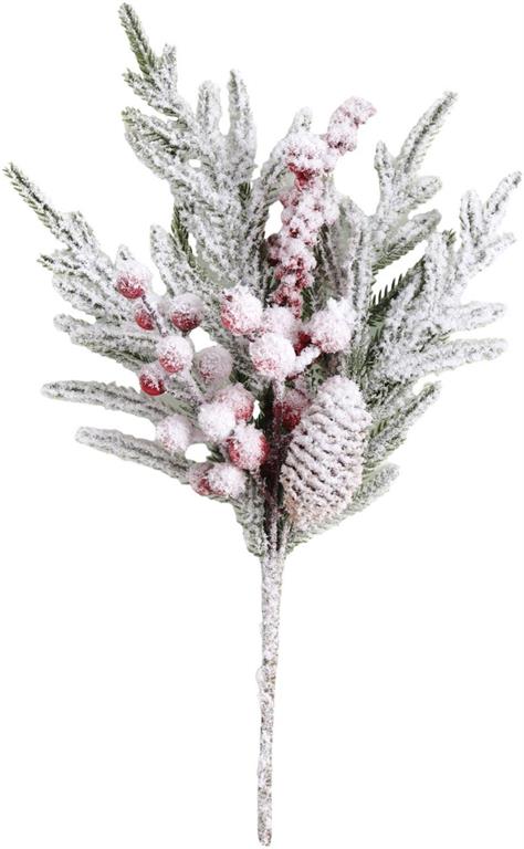 Frosted Cedar w/Pinecone & Red Berries