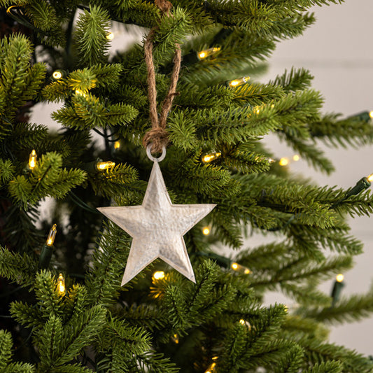 4" White Metal Star Ornament