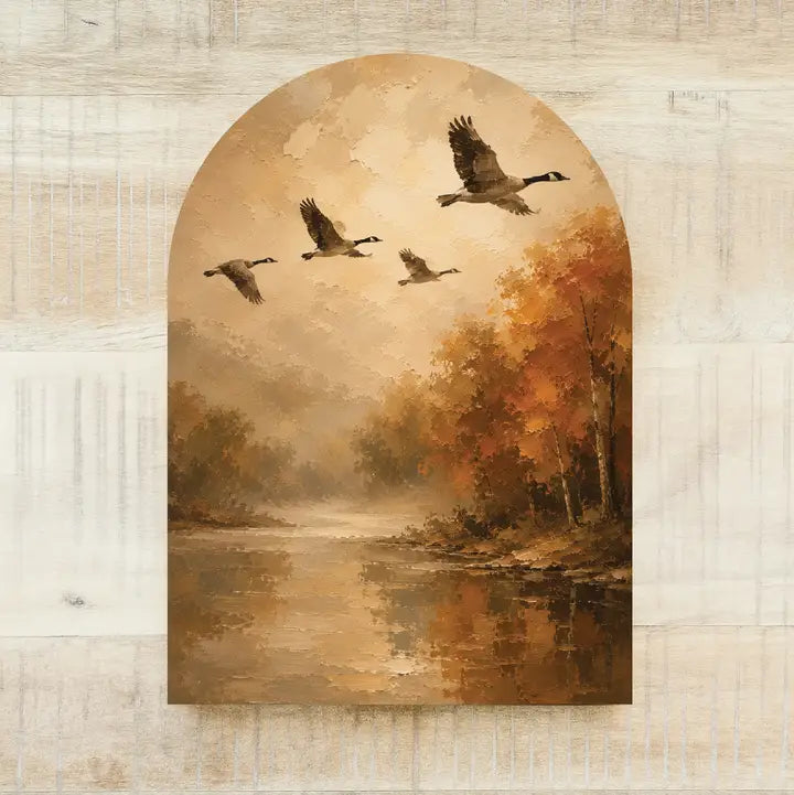 Arched Wood Frame & Art