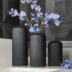 Black Ribbed Vase