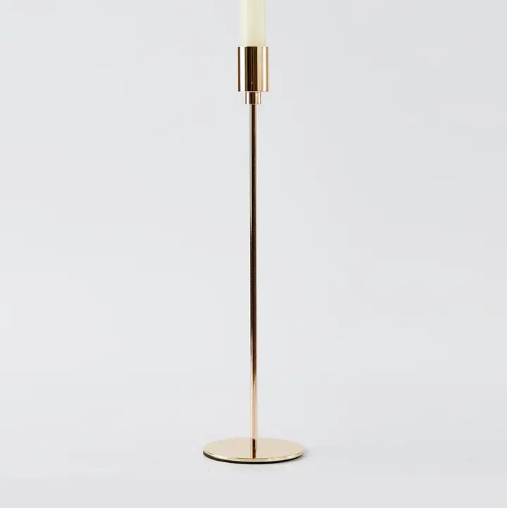Metal Single Taper Candle Holder, Gold,
