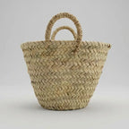 Natural Handwoven Palm Leaf Market Basket Boho Tote