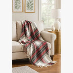 Classic Plaid Pattern Tassel Trim Throw Blanket