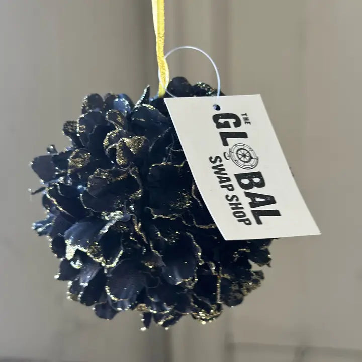 Gold-Tipped Floral Ball Ornament