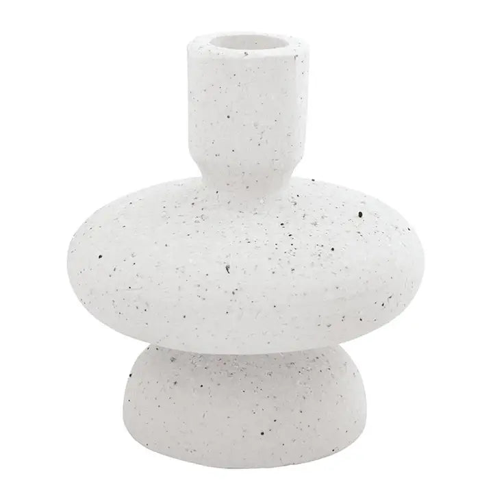 White Ceramic Taper Candle Holder