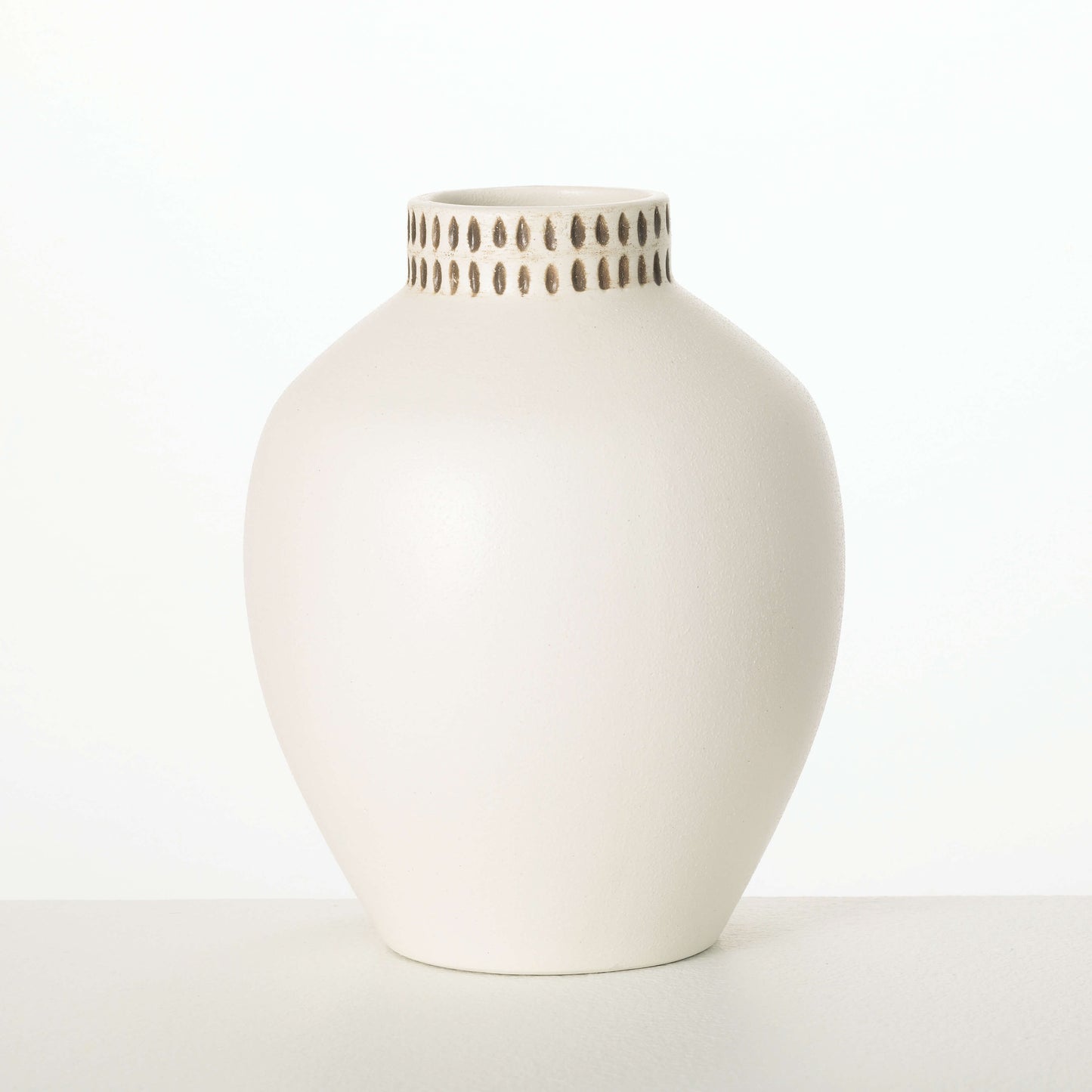 Etched Ivory Ceramic Vase