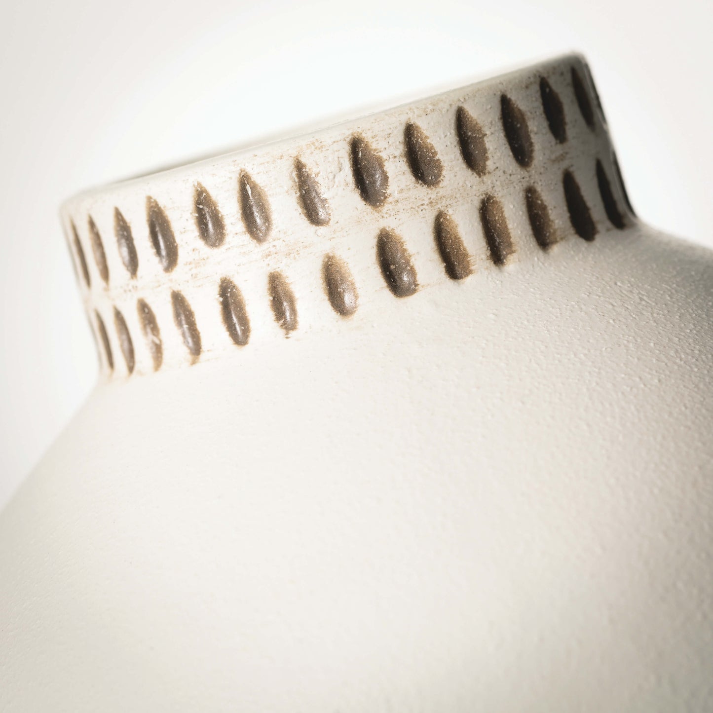 Etched Ivory Ceramic Vase
