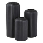 Black Ribbed Vase