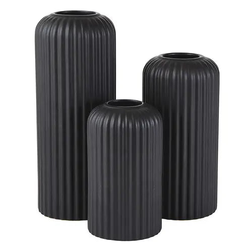 Black Ribbed Vase