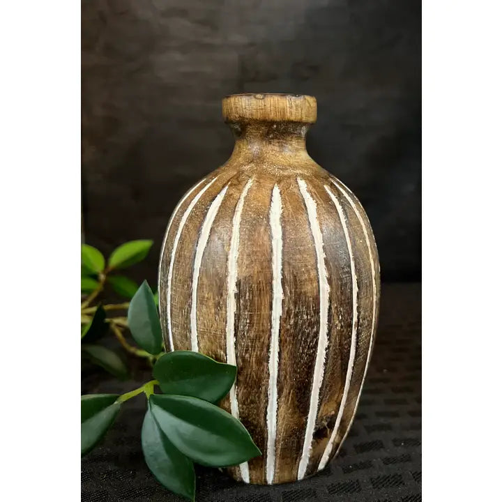 Small Striped Wood Vase