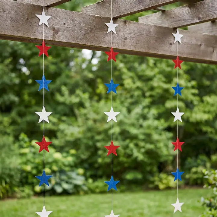 Red White and Blue Hanging Stars Garland