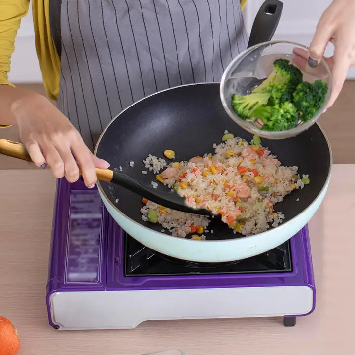 Silicone Cooking Spoon, Heat-Resistant, Wooden Hand (2 Size)