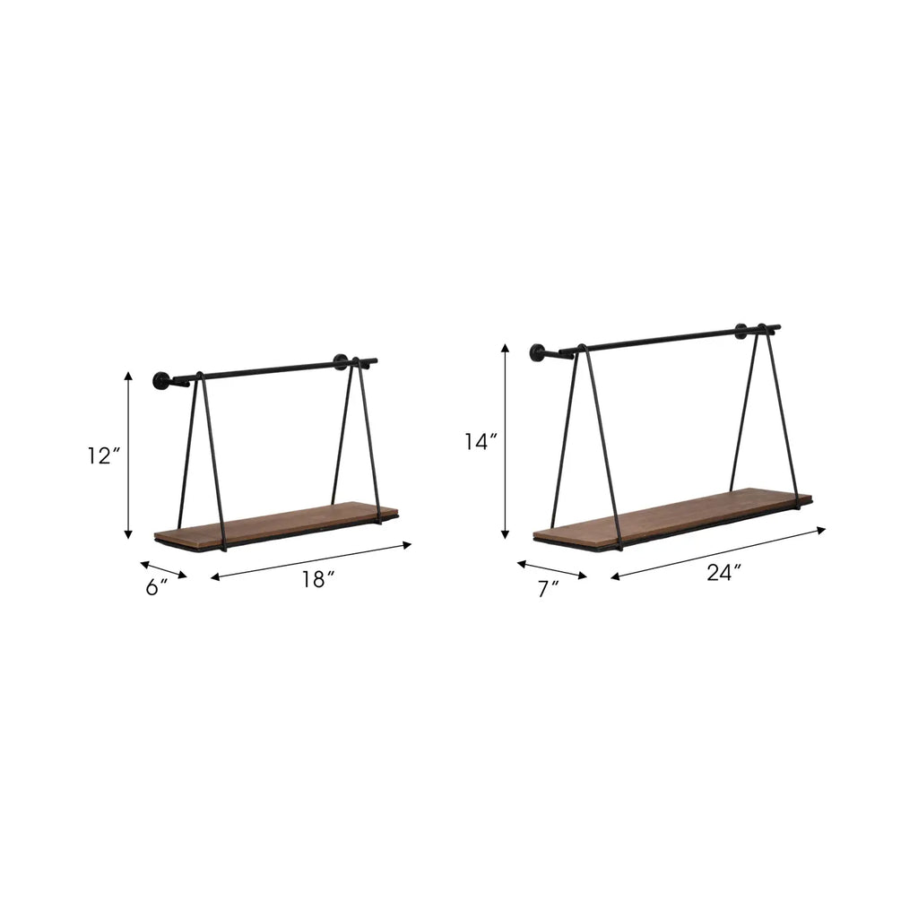Black Wood Swing Wall Shelves