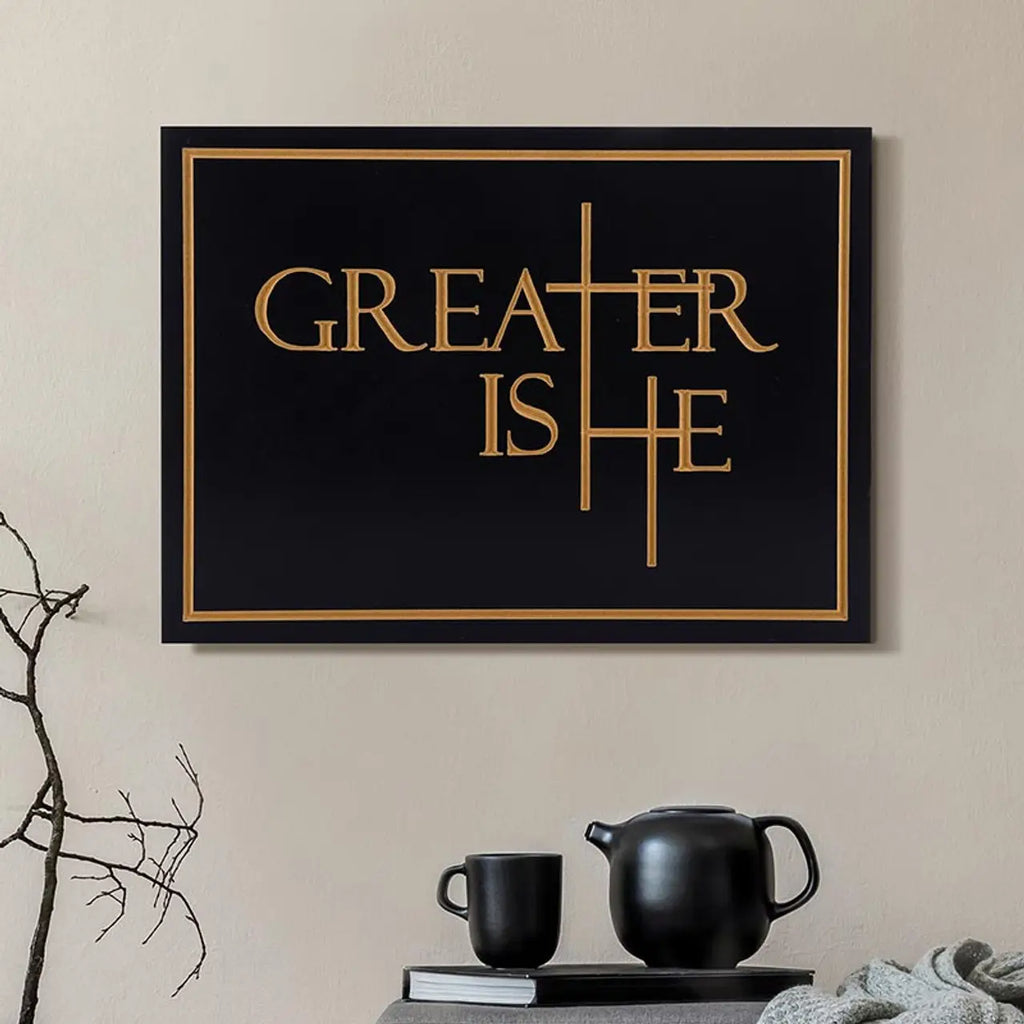 Greater Is He Collection Word Block - Carved