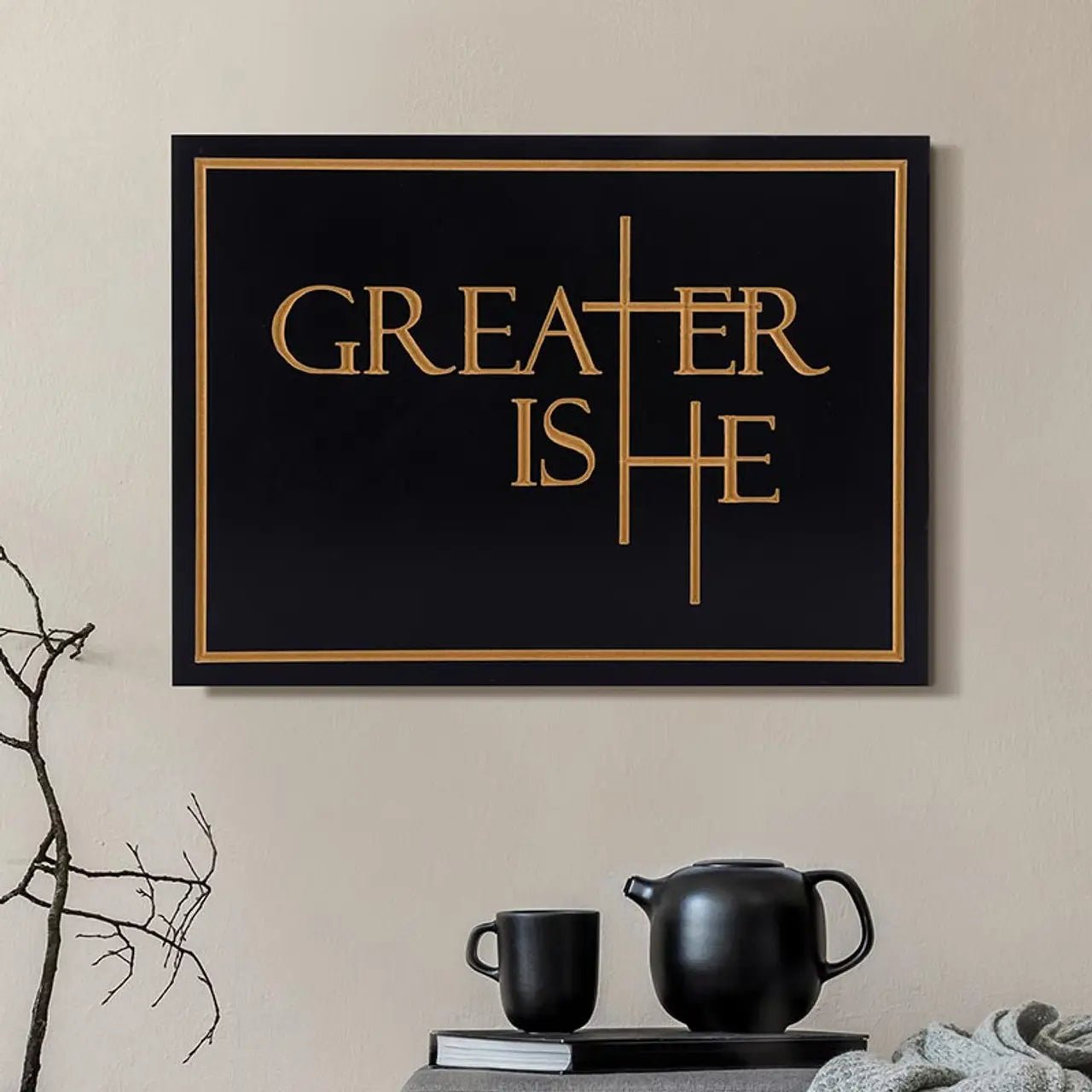 Greater Is He Collection Word Block - Carved