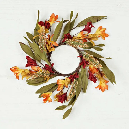 Orange Burgundy Wild Flower Wreath