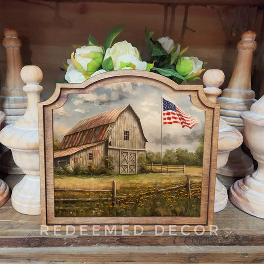 Patriotic Homestead Framed Art