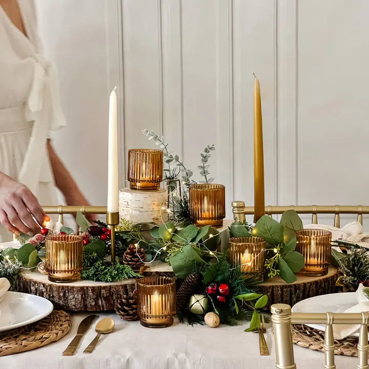 Amber Glass Votive Candle Holder
