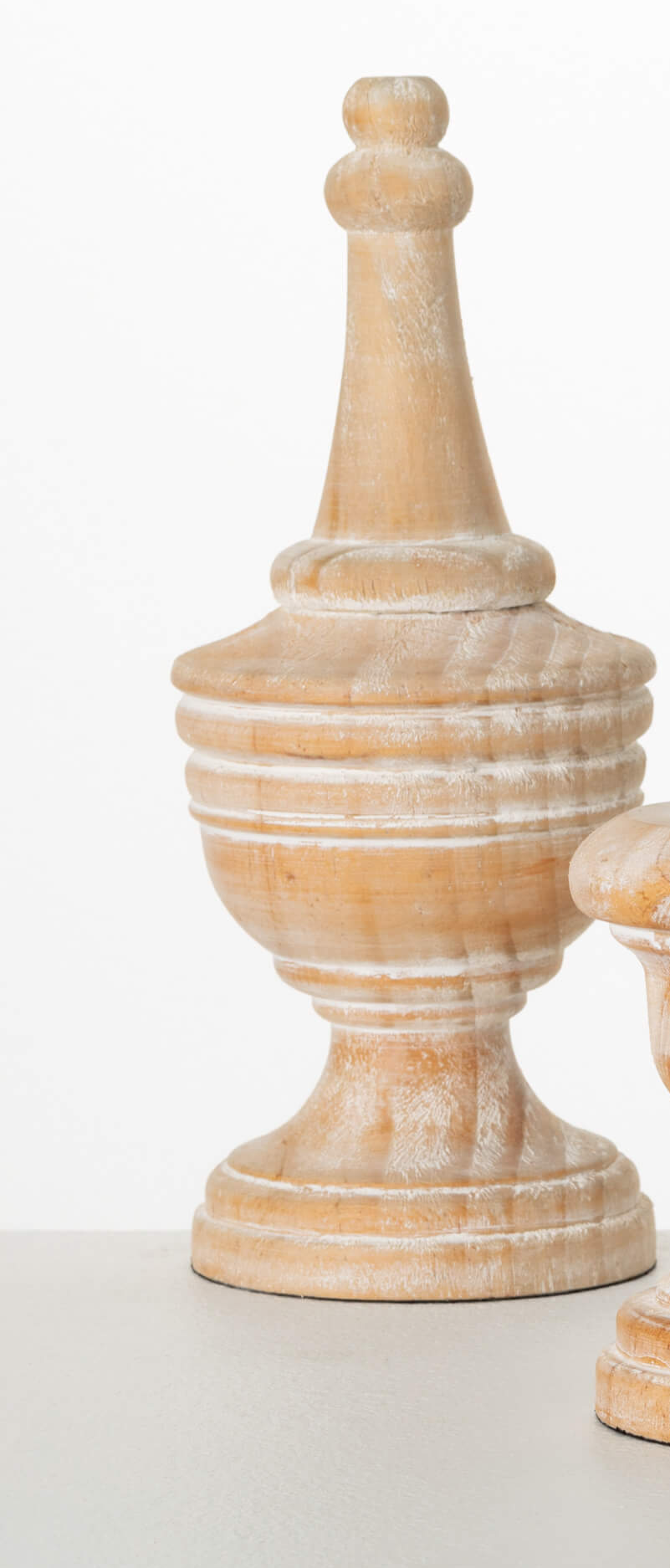 White Washed Wood Finial