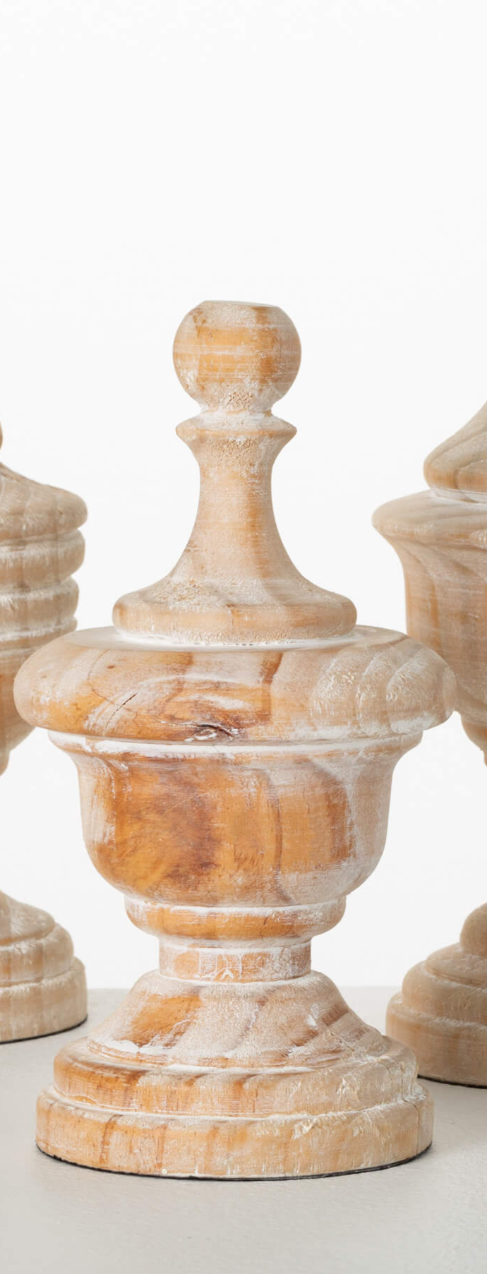 White Washed Wood Finial